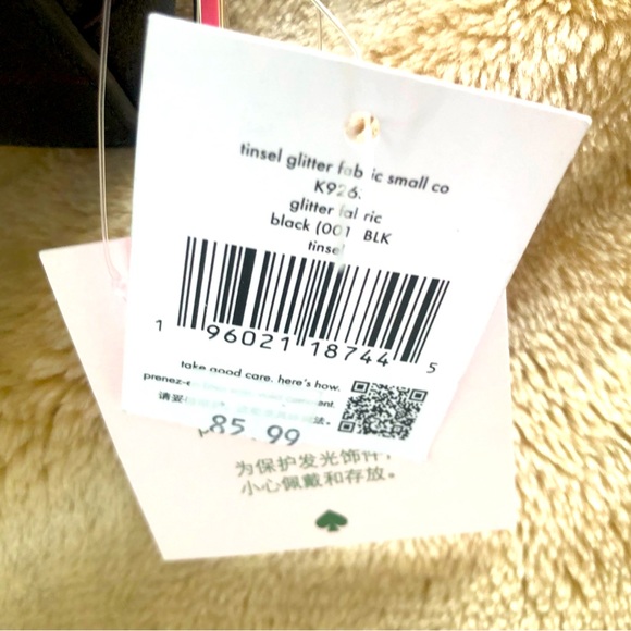 New NWT Kate Spade black metal gold logo glitter zip cosmetic makeup case pouch - Picture 3 of 6